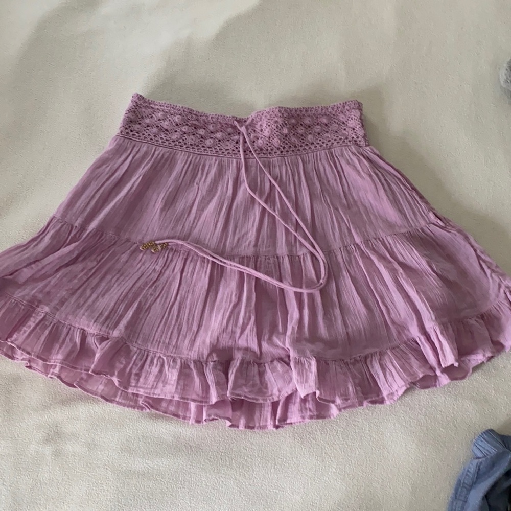 Free People mini tiered skirt XS purple 100%cotton